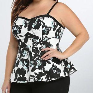 Floral Sateen Peplum Top